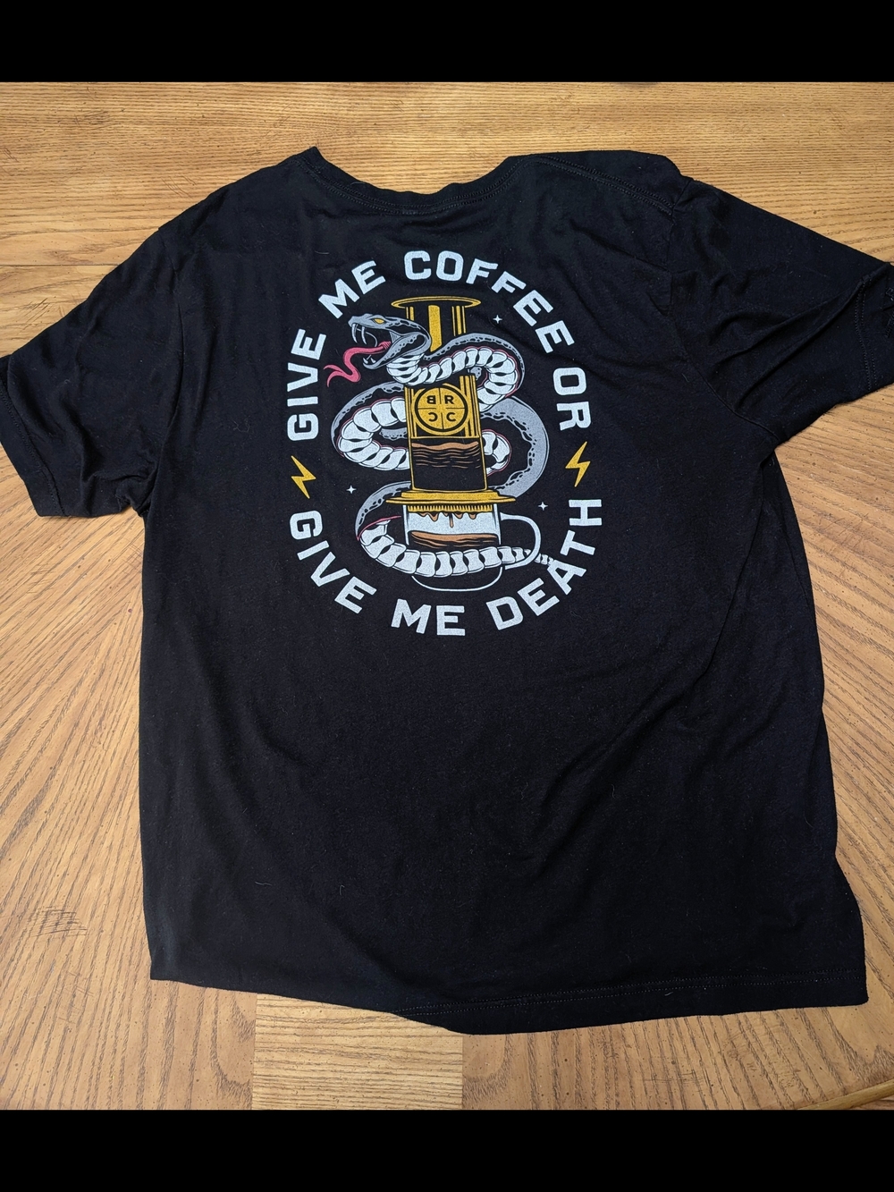 Men's Black Short-Sleeve Graphic Tee - Coffee & Snake Design Black Rifle Coffee